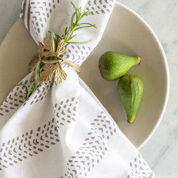 Misty Grey Cotton Hand Block Printed Napkins, 5 of 8
