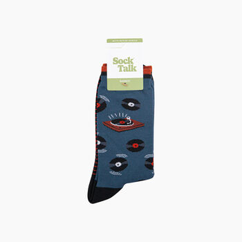 Vinyl Records Bamboo Socks In Teal, 4 of 4