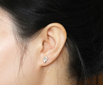 Set Of Six Mix And Match Pebble Stud Earrings With Rough Diamonds, 4 of 4