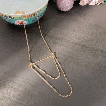 Double Drop Chain Bar Necklace, 4 of 4