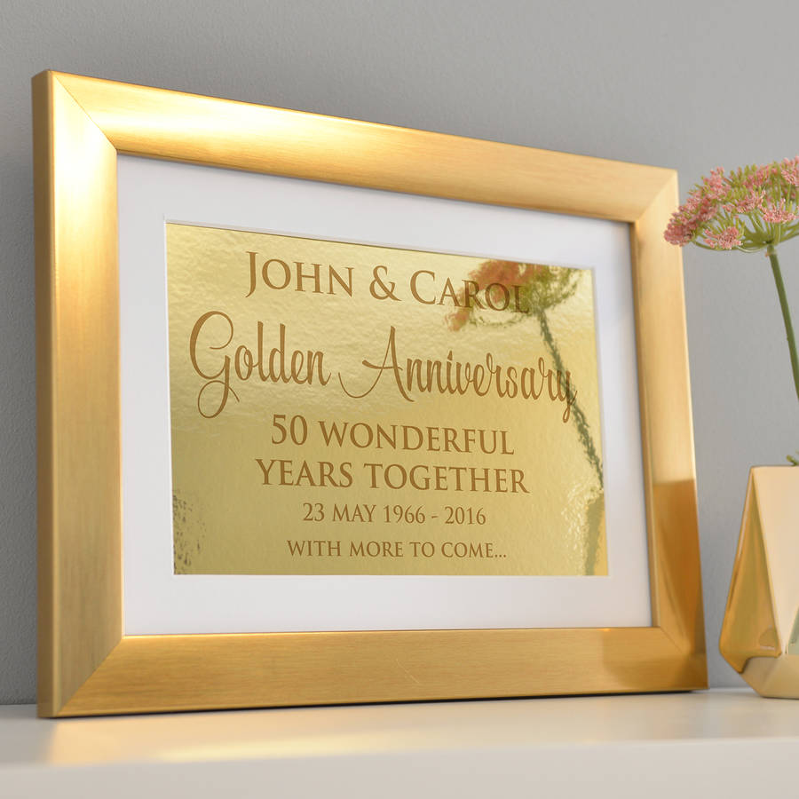 Personalised Golden Wedding Anniversary Framed Print By A Type Of Metallic Option