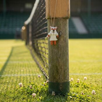 Handmade Felt Wimbledon Fox Hanging Tennis Decoration, 4 of 4