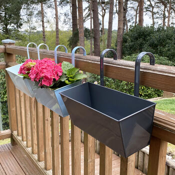 Pair Of Charming Charcoal Grey Hanging Balcony Planters, 5 of 6