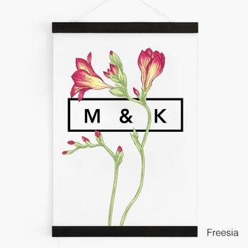 Personalised Couples Initials Floral Botanical Print, 7 of 12