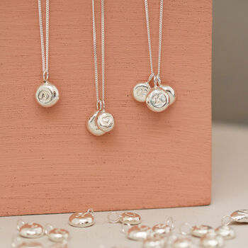 Small Initial Pebble Necklace. Recycled Sterling Silver, 5 of 11