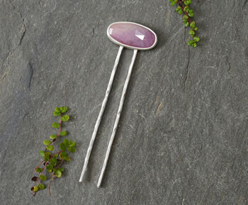 Natural Pink Sapphire Hair Pin In Sterling Silver, 4 of 4