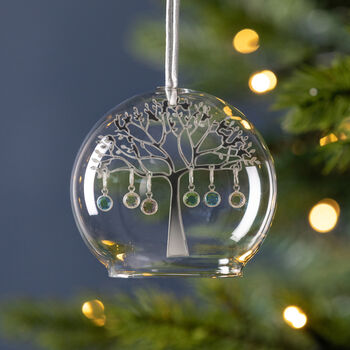Personalised Birthstone Family Tree Glass Dome Bauble, 3 of 4