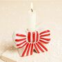 Red And White Stripe Bow Ceramic Candle Holder, thumbnail 1 of 3