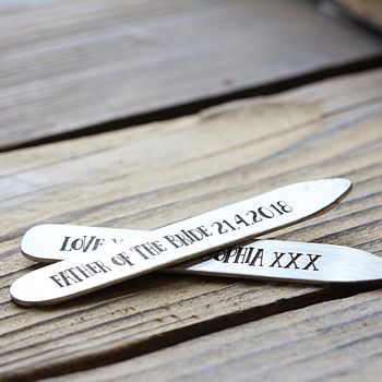 Deep Engraved Personalised Silver Collar Stiffeners, 2 of 6