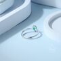Sterling Silver Created Green Emerald Droplet Ring, thumbnail 3 of 11