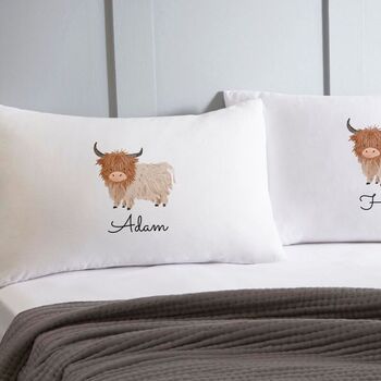 Highland Cow Personalised Pillowcase Set, 2 of 2