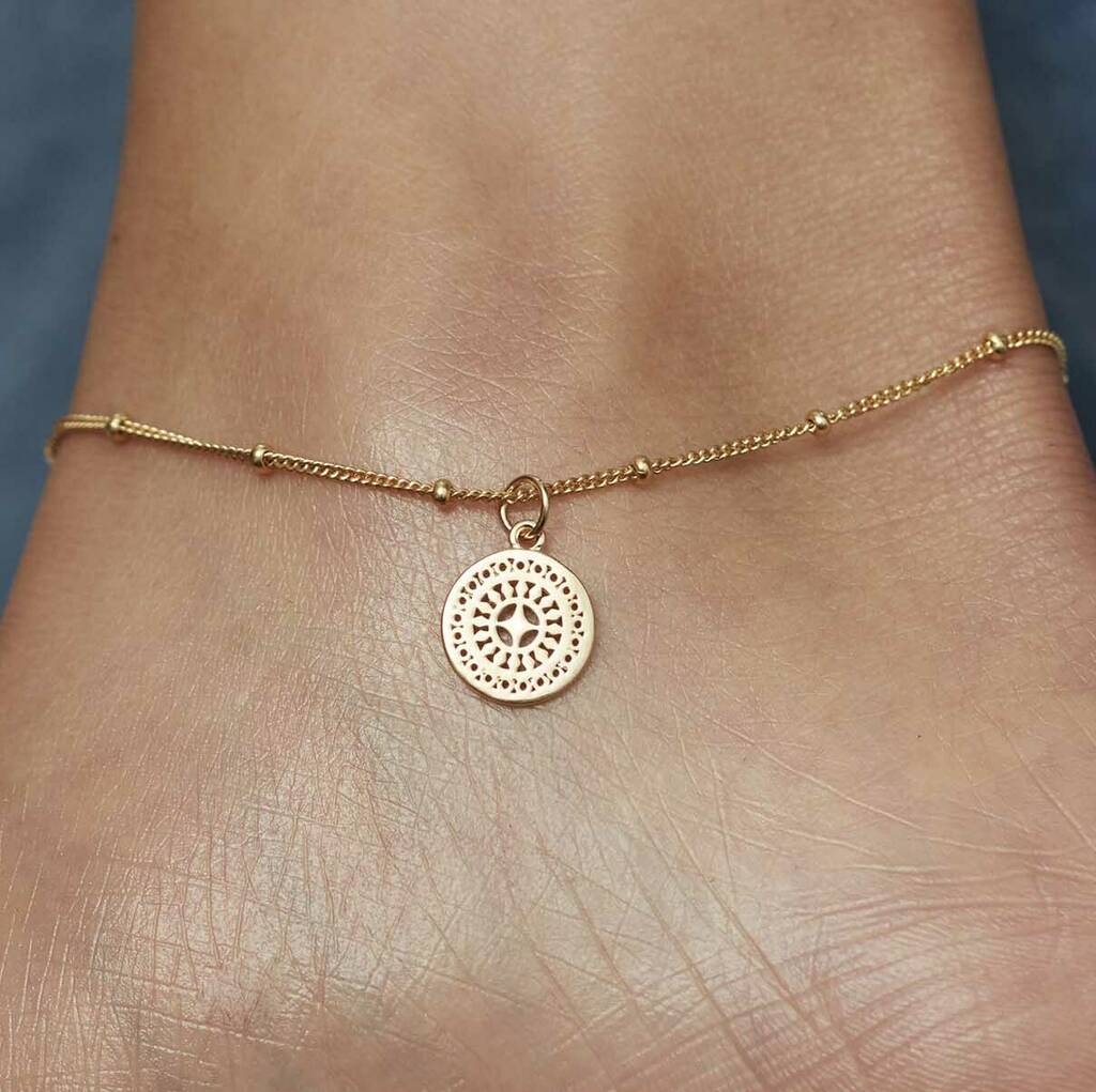 Ancient Sun Anklet For Life In Silver Or Gold Vermeil, 1 of 4