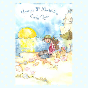 Pirate Girl Personalised Birthday Card, 2 of 4