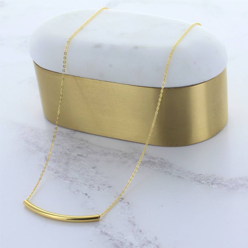 Minimal Gold Plated Sterling Silver Bar Necklace, 1 of 2