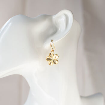 Gold Plated Flower Dangle Earrings, 9 of 10