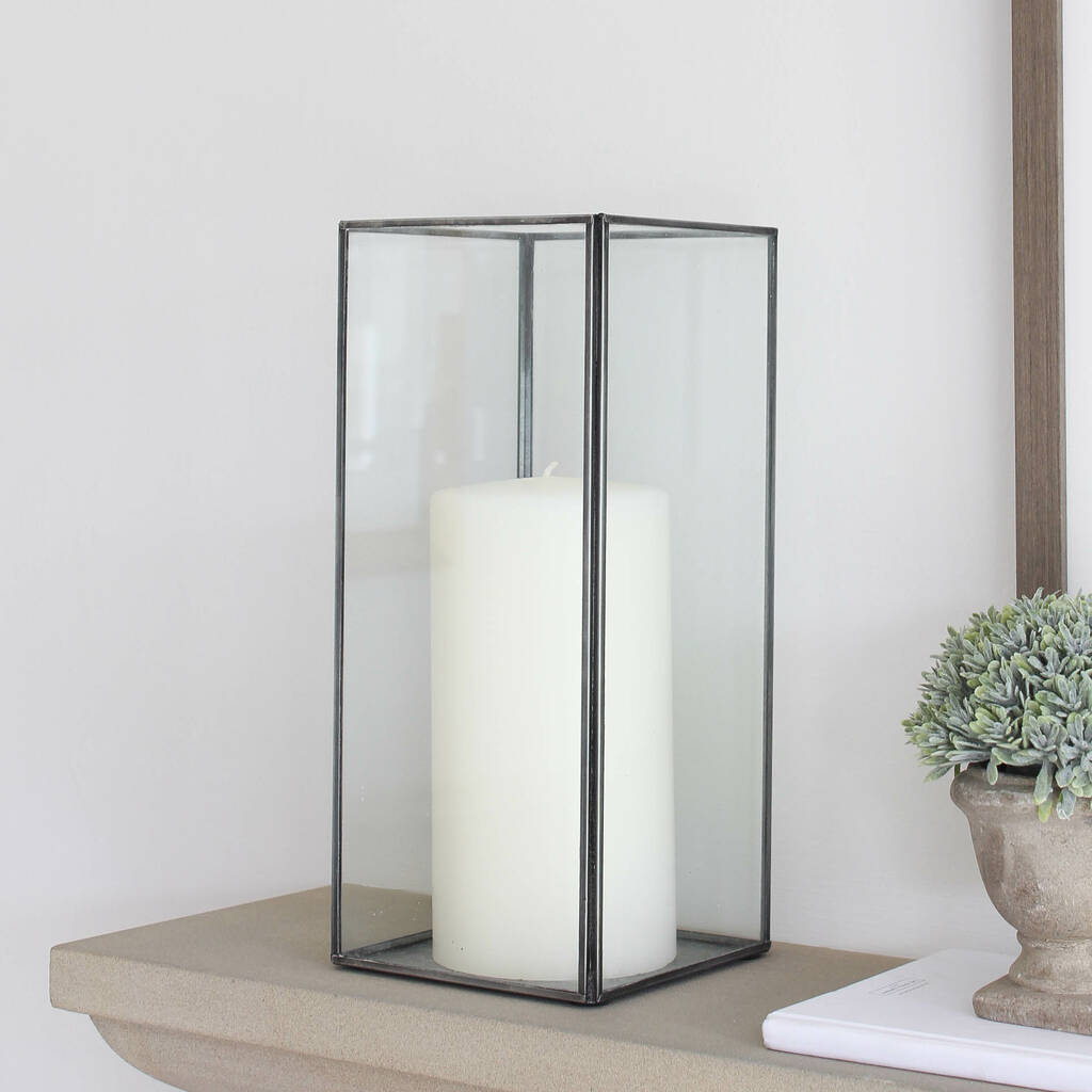rectangle iron glass candle holder by marquis & dawe