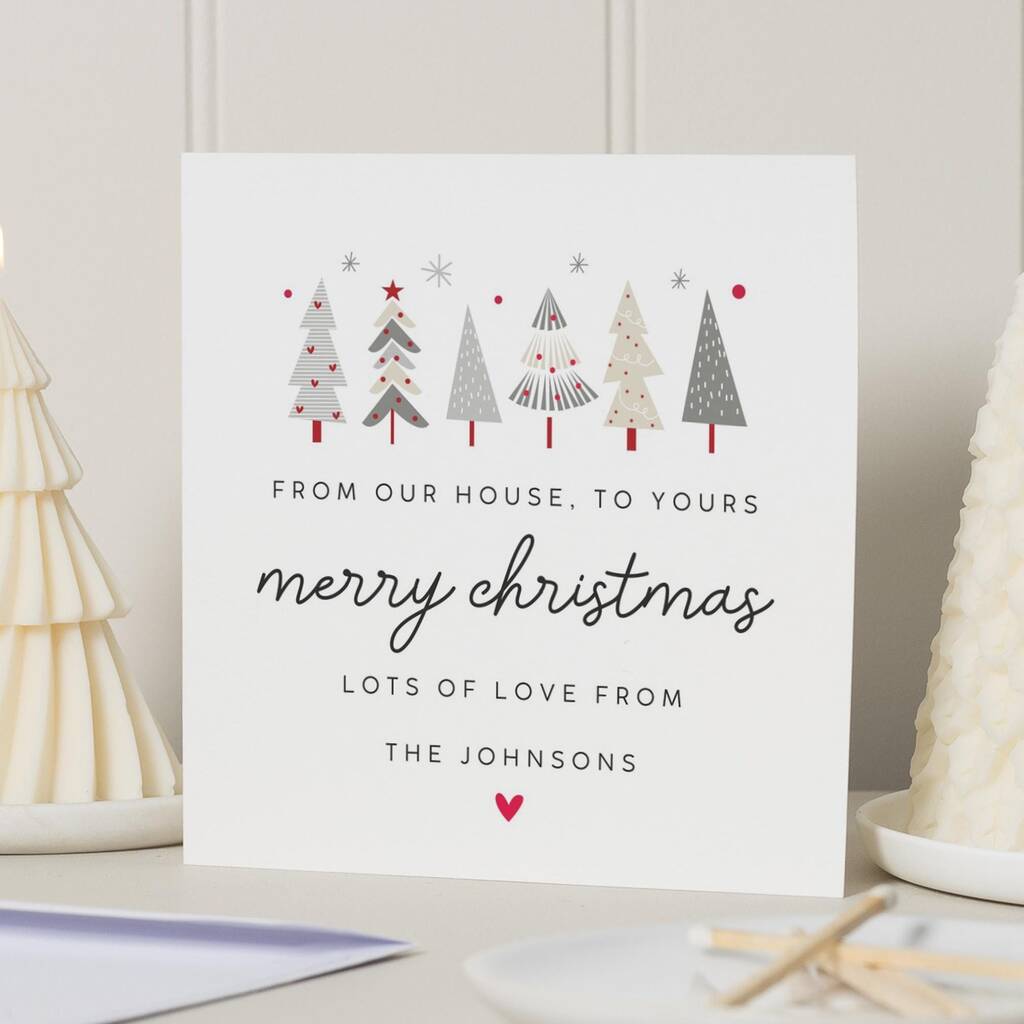 Personalised Family Christmas Card From Our House, 1 of 7