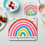 Personalised Children's Pastel Rainbow Placemat Set, thumbnail 1 of 6