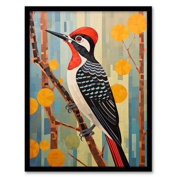 The Watchful Woodpecker Bird In Nature Wall Art Print, 5 of 6