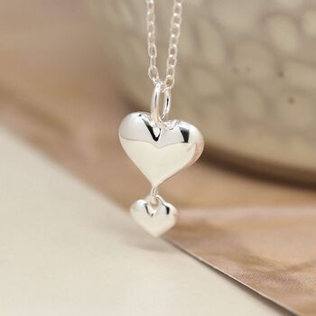 Sterling Silver Double Heart Necklace, 2 of 4