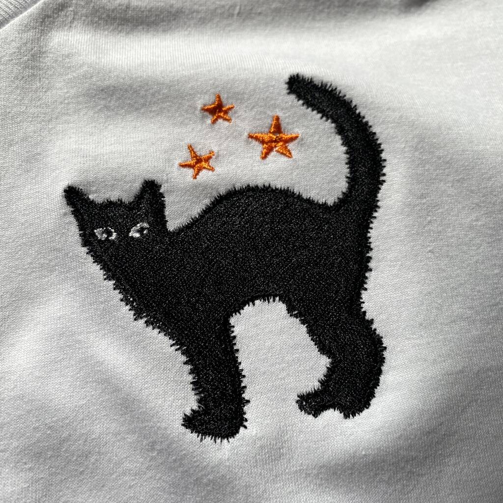Embroidered Black Cat T Shirt By This Sweet Year | notonthehighstreet.com