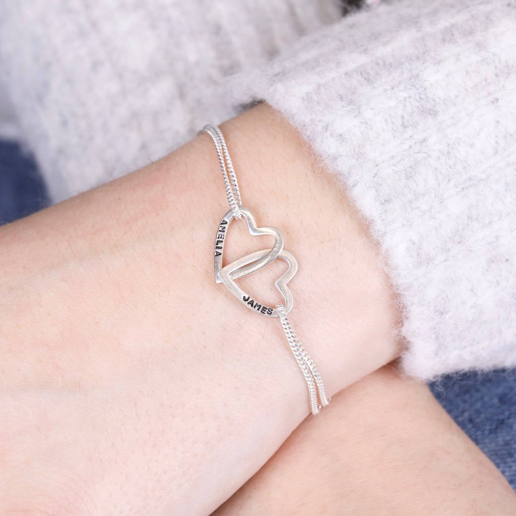 Sterling Silver Interlocking Hearts Bracelet By Lisa Angel