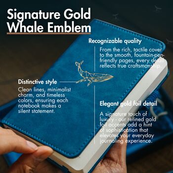 Blue Whale A6 Lined Journal With Strap, Bookmark And Pen Holder, 4 of 7