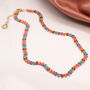 Golden Multicoloured Leaf Droplet Necklace, thumbnail 1 of 5