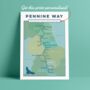 Personalised Pennine Way Art Print With Map, thumbnail 6 of 10