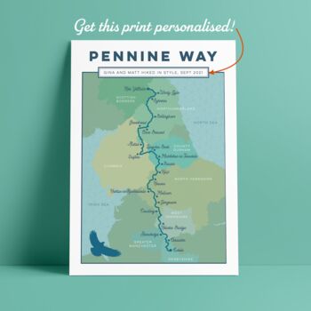 Personalised Pennine Way Art Print With Map, 6 of 10