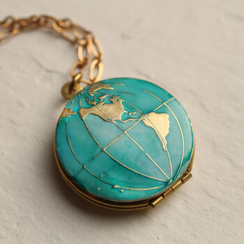 World Map Personalised Atlas Planet Earth Locket, 7 of 10