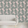 Wallpaper Palm Leaf Garden Pale Pink And Green Tropical, thumbnail 2 of 2