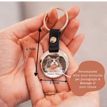 Circular Metal And Faux Leather Pet Photo Keyring, 2 of 2
