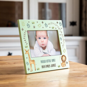 Personalised Jungle Animals Pastel Photo Frame New Baby Gift, 2 of 7