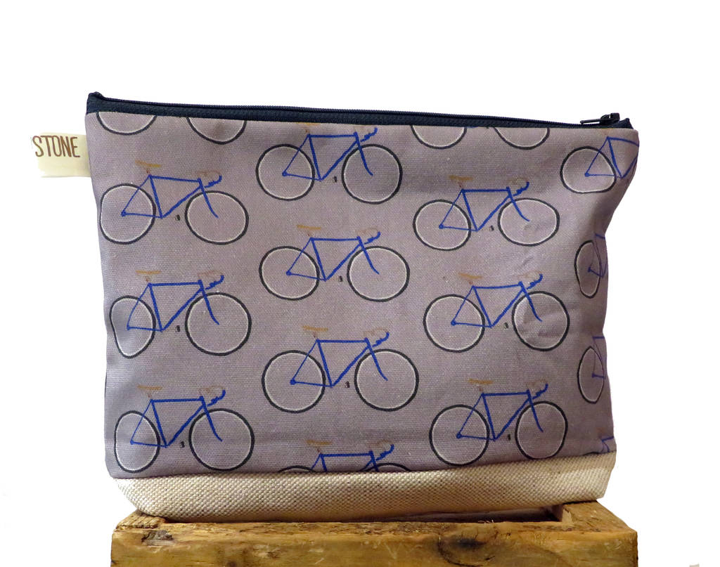 Standard Handmade Bike Fabric Toiletry Bag By Yellowstone Art Boutique
