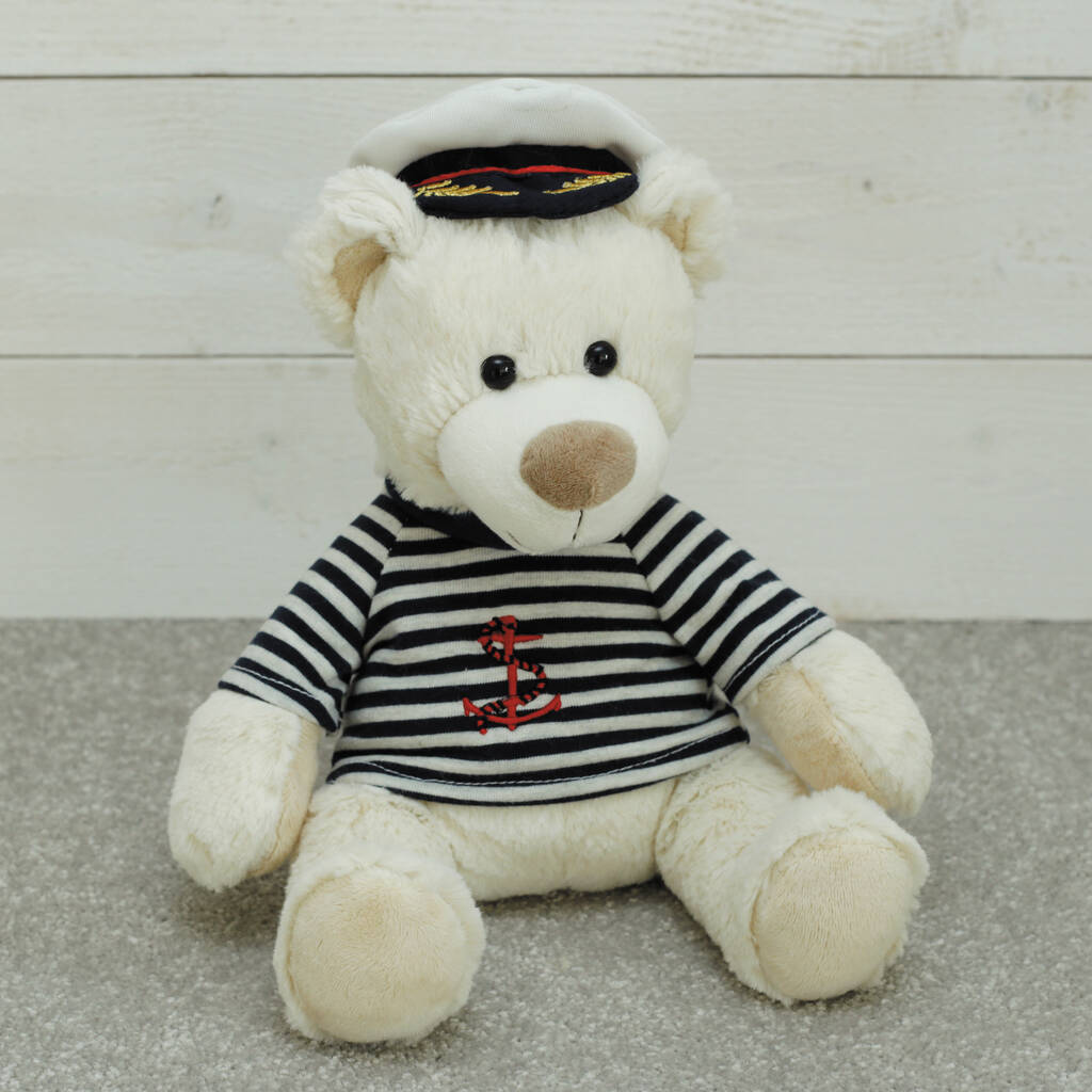 Image of Nautical Sailor Bear With Engraved Metal Tag
