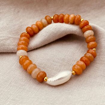 Red Aventurine And Freshwater Pearl Bracelet, 2 of 5