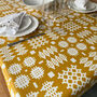 Welsh Blanket Print Oilcloth Tablecloth Matt Mustard, thumbnail 4 of 4