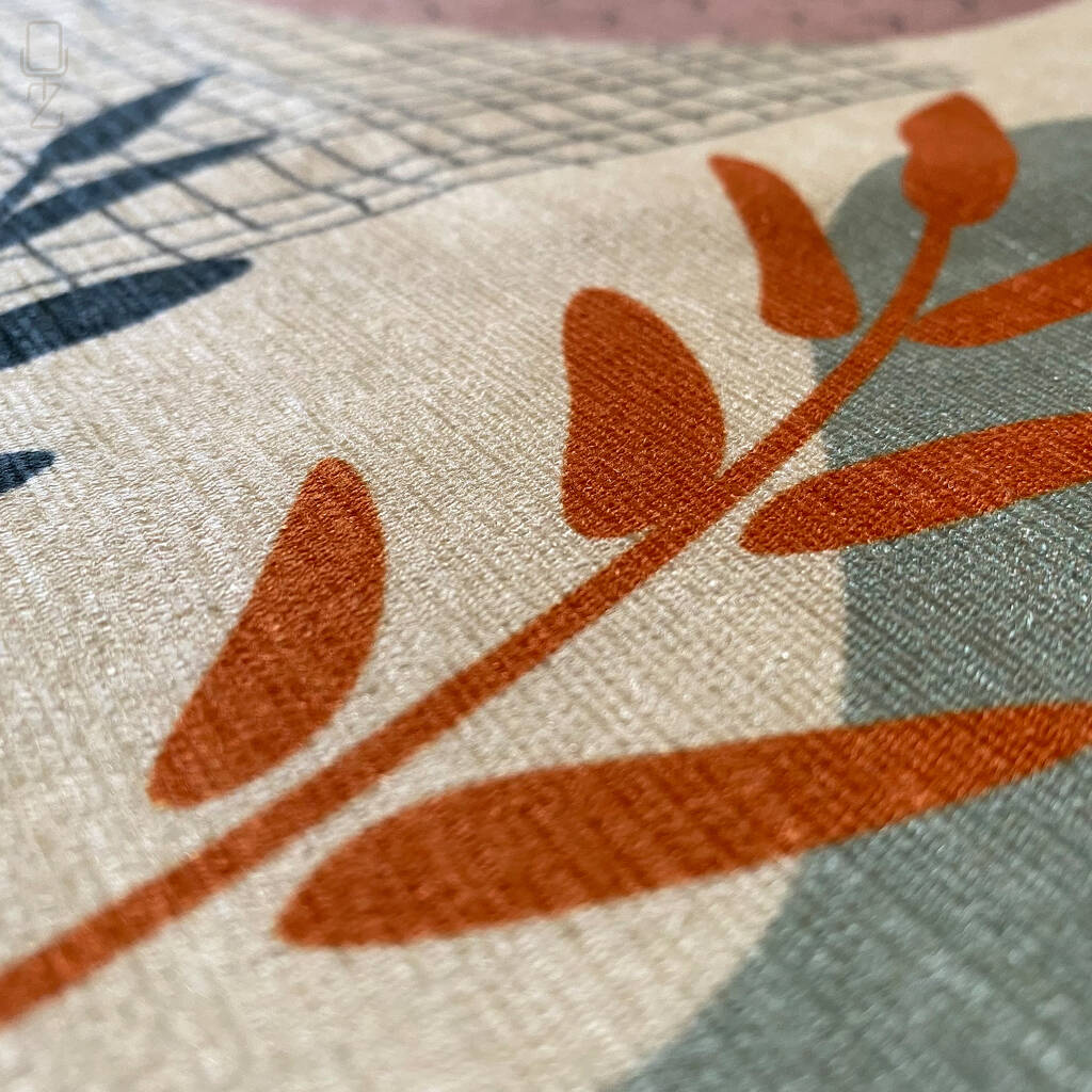 Cushion Cover Abstract Design Green, Orange And Ivory By