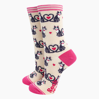 Cat Lover Bamboo Socks Women's Christmas Cracker Hanging Tree Decoration, 3 of 5