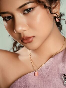 Natural Rose Quartz Lily Twisted Huggie Hoop Earrings, 4 of 10