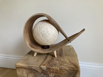 Handmade Coconut Leaf Table Lamp – Natural Cream Light, 10 of 12