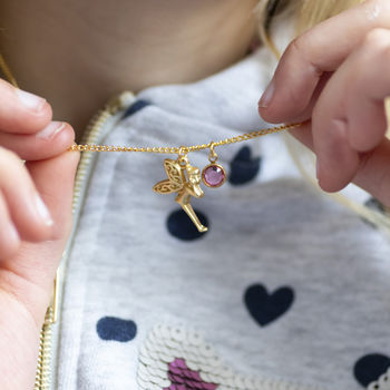 Personalised Gold Plated Fairy Birthstone Necklace, 3 of 8