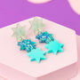 Triple Star Dangle Earrings In Ice Blue, thumbnail 1 of 5