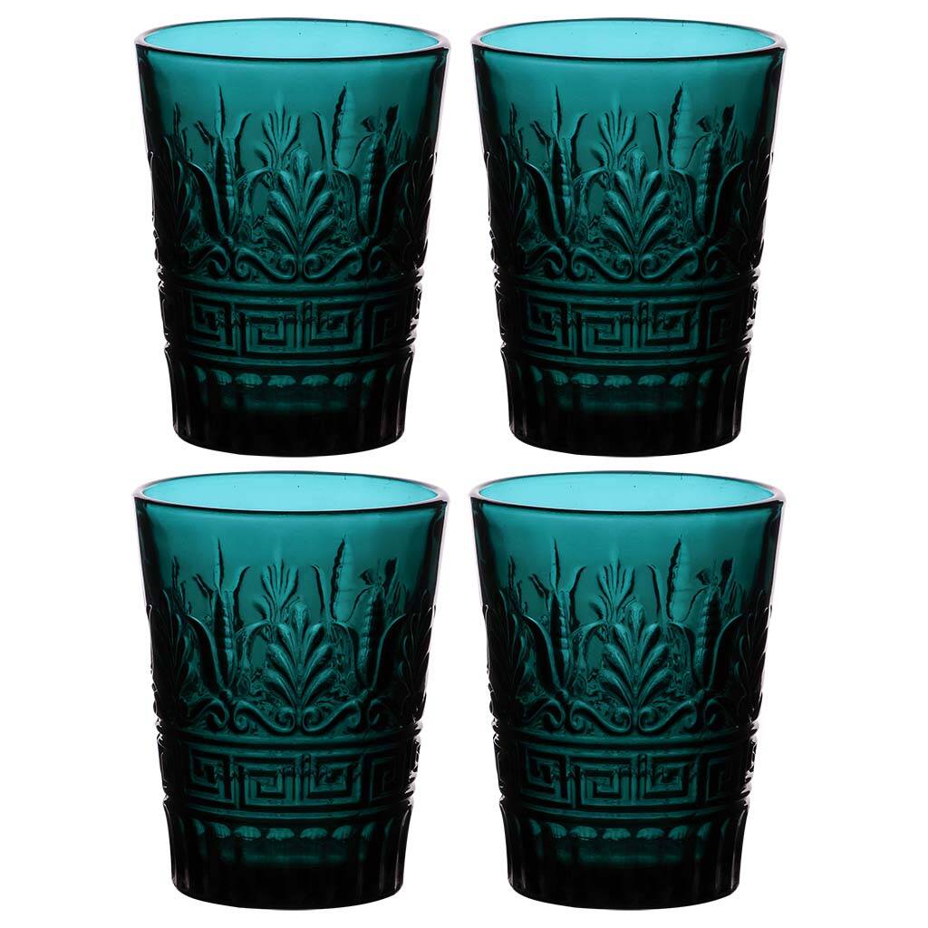 Set Of Four Teal Art Deco Tumblers By Dibor