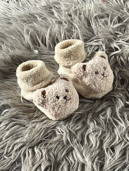 Cream Teddy Bear Baby Socks, 7 of 8