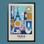 Paris, France. Retro Geometric Travel Print, thumbnail 1 of 3
