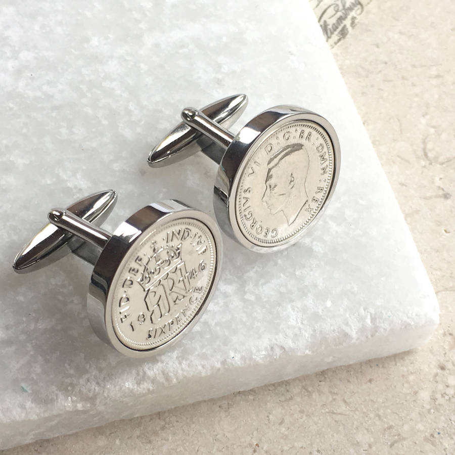 Personalised Sixpence Coin 1928 To 1967 Cufflinks, 1 of 9