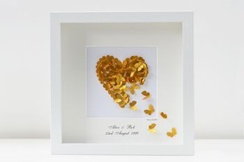 Butterfly Parents Golden Wedding Anniversary Heart Card, 5 of 12