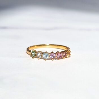 Pastel Rainbow Gemstone Ring, 2 of 11